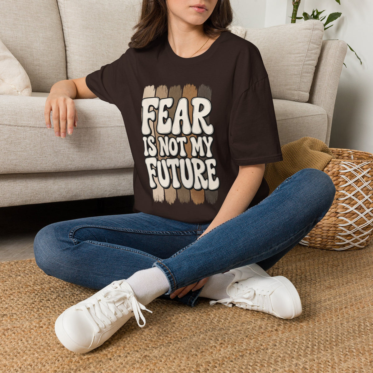 Fear Is Not My Future T‑Shirt — Inspirational Retro Brushstroke Design