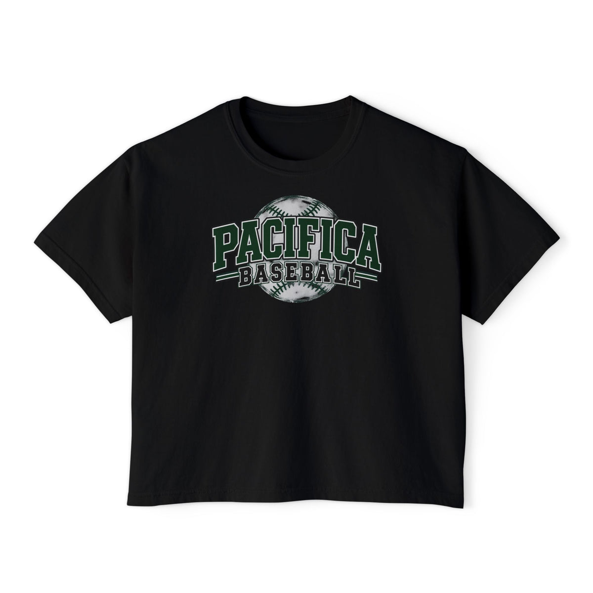 Pacifica Baseball Women's Boxy Tee — Vintage Team Graphic Crop T-Shirt
