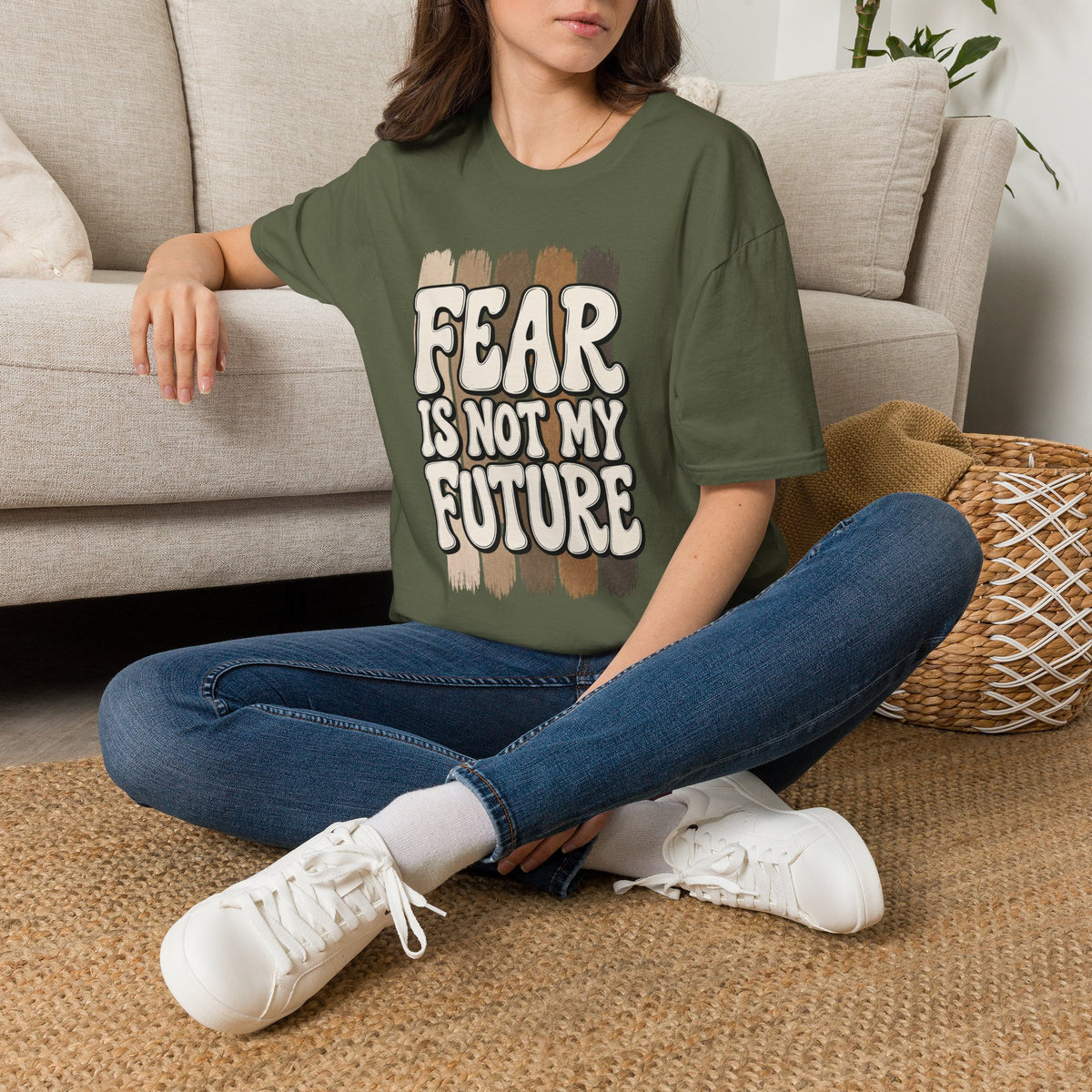 Fear Is Not My Future T‑Shirt — Inspirational Retro Brushstroke Design