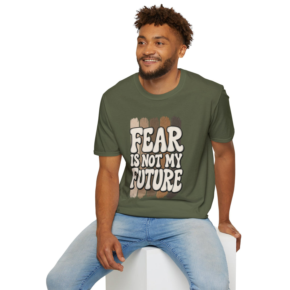 Fear Is Not My Future T‑Shirt — Inspirational Retro Brushstroke Design