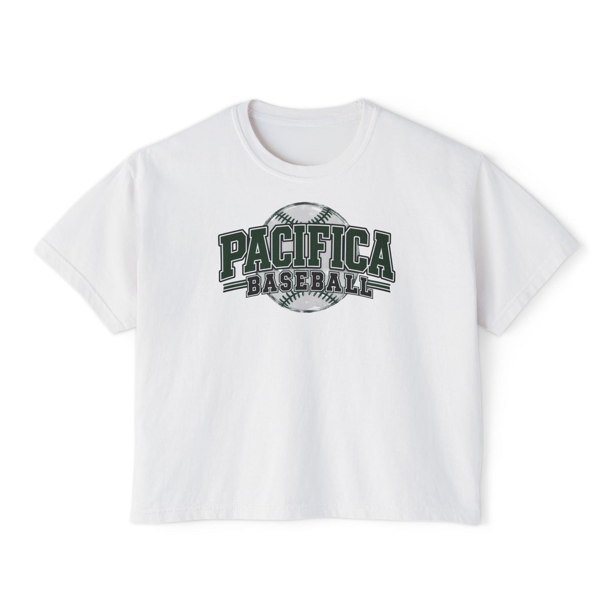 Pacifica Baseball Women's Boxy Tee — Vintage Team Graphic Crop T-Shirt