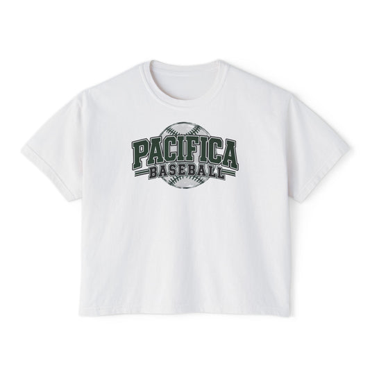 Pacifica Baseball Women's Boxy Tee — Vintage Team Graphic Crop T-Shirt