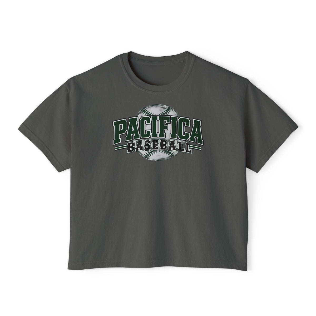 Pacifica Baseball Women's Boxy Tee — Vintage Team Graphic Crop T-Shirt