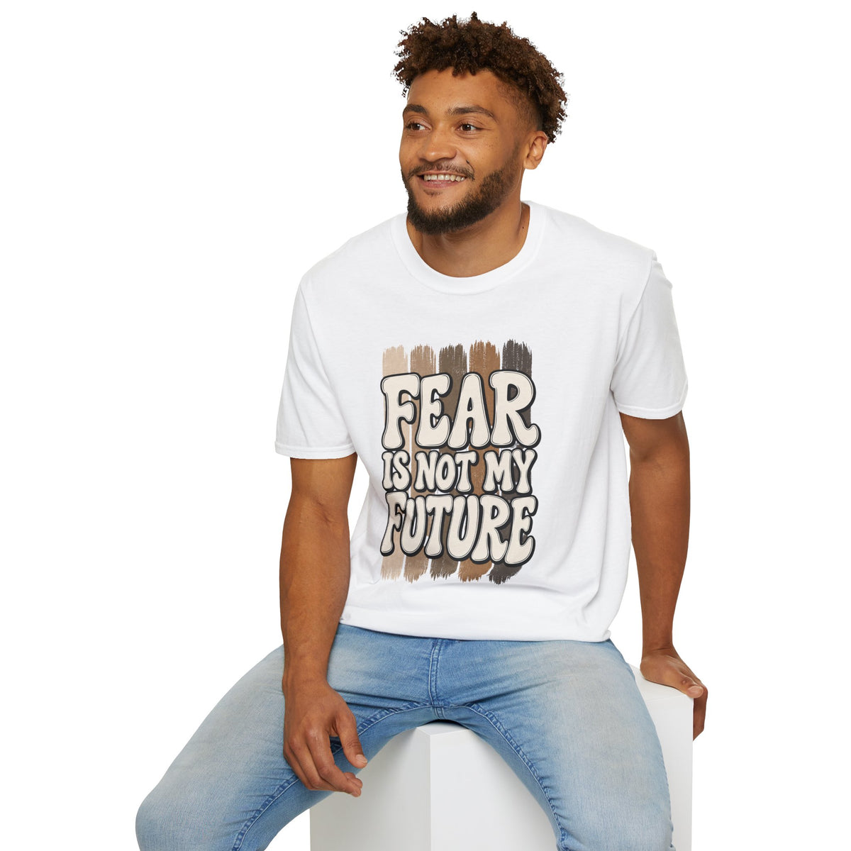 Fear Is Not My Future T‑Shirt — Inspirational Retro Brushstroke Design