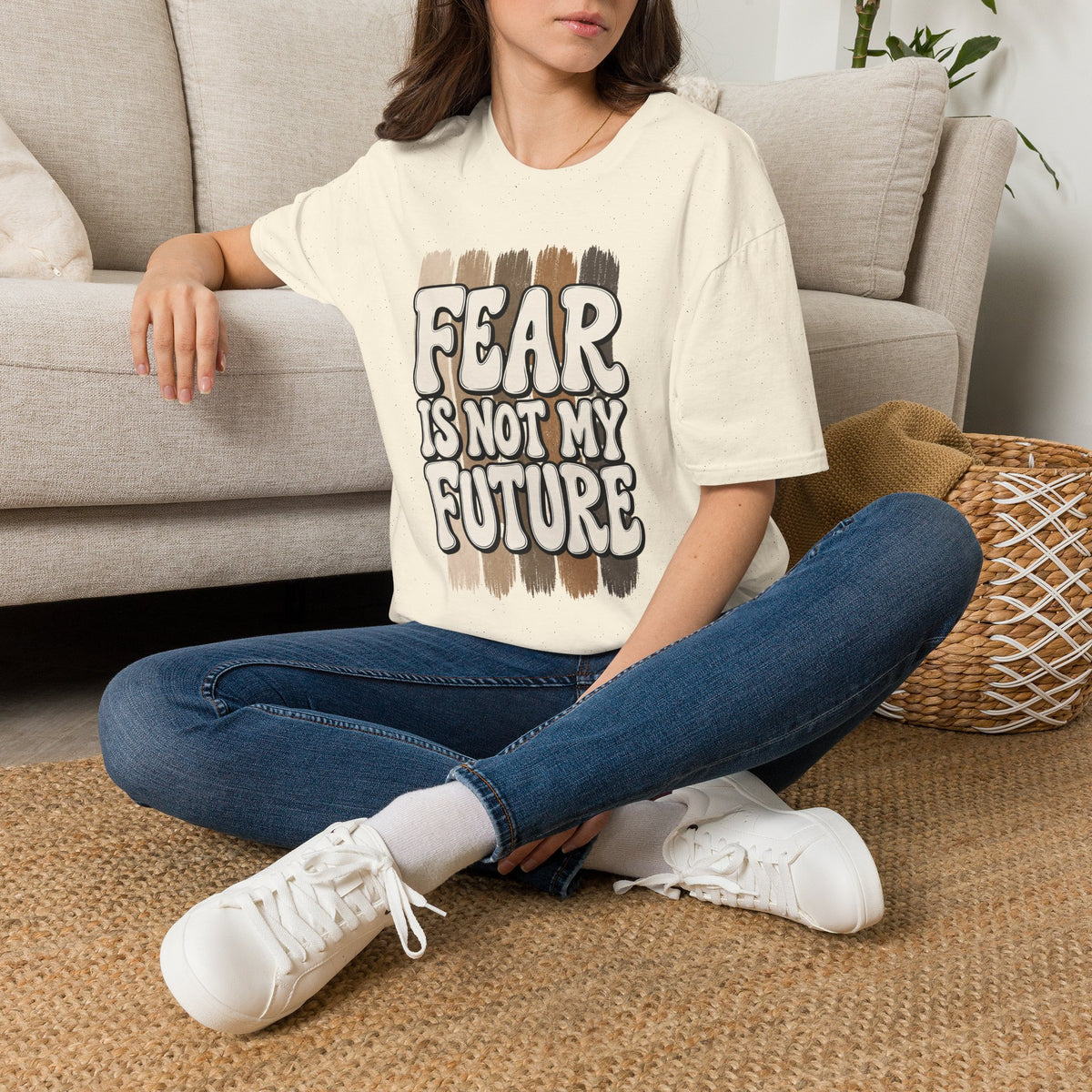 Fear Is Not My Future T‑Shirt — Inspirational Retro Brushstroke Design