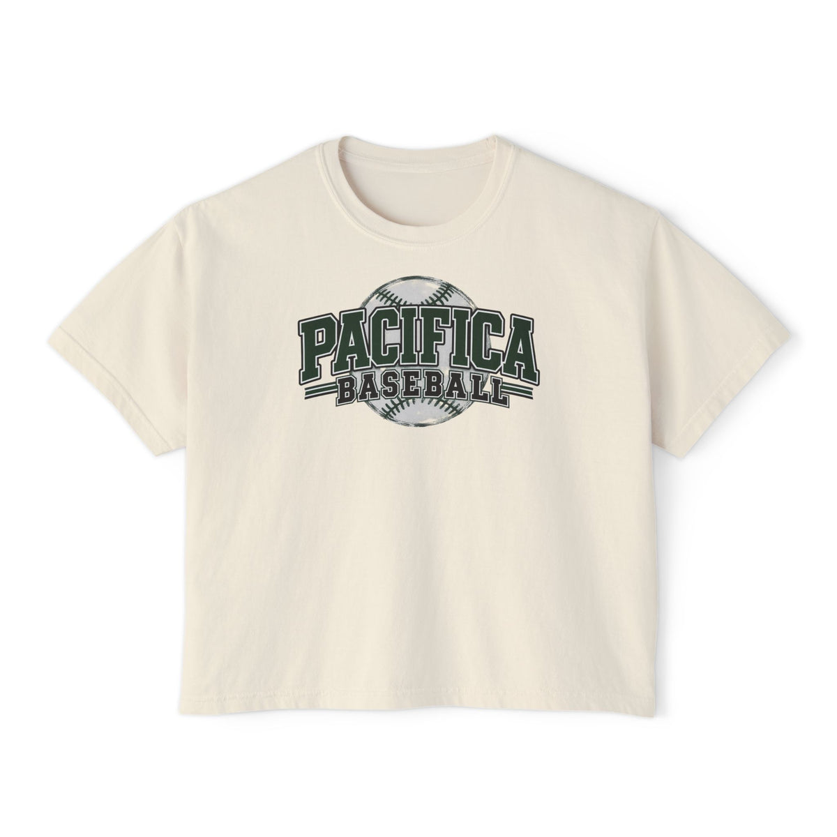 Pacifica Baseball Women's Boxy Tee — Vintage Team Graphic Crop T-Shirt