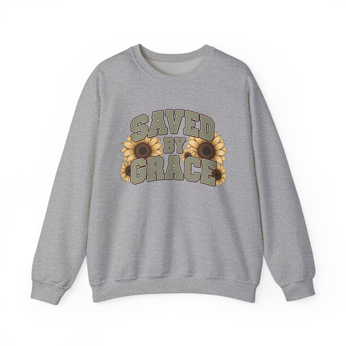 Saved By Grace Sweatshirt — Sunflower Christian Crewneck