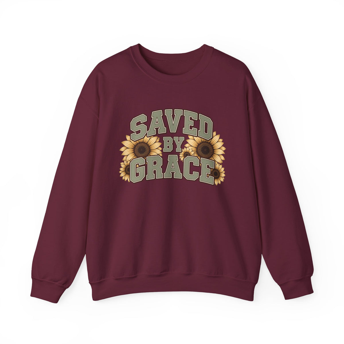 Saved By Grace Sweatshirt — Sunflower Christian Crewneck