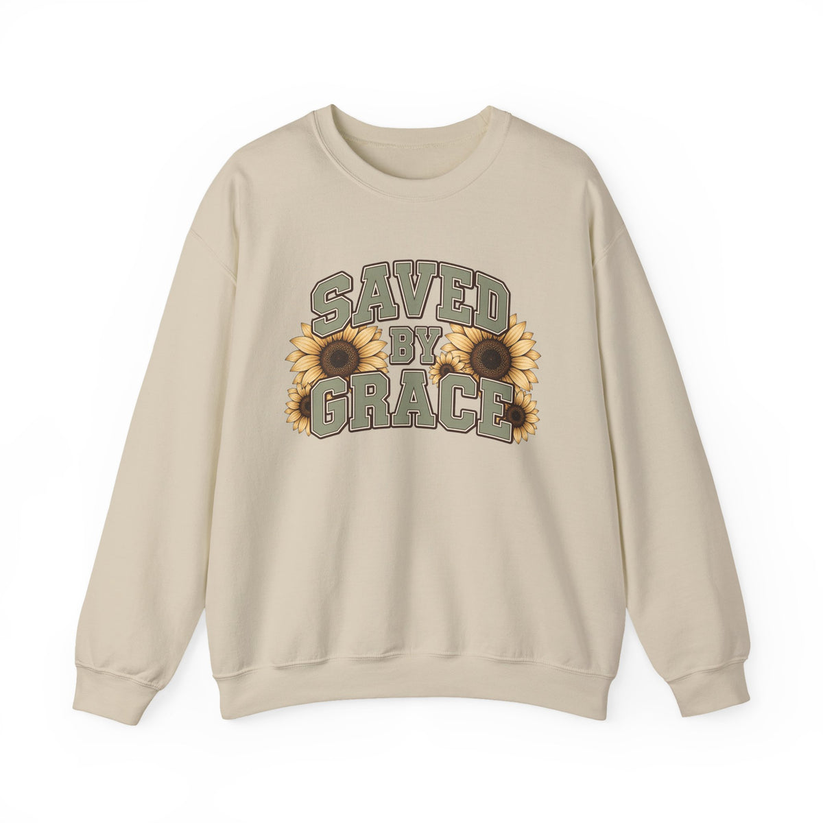 Saved By Grace Sweatshirt — Sunflower Christian Crewneck