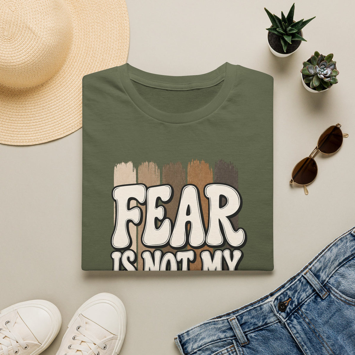 Fear Is Not My Future T‑Shirt — Inspirational Retro Brushstroke Design